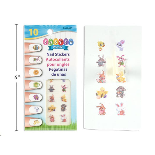 Easter Self Adhesive Glitter Finger Nail Art 10Pk 3 Asst