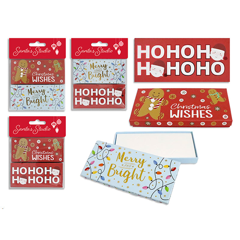 Xmas Gift Card Holder 2Pk W/Paper Tray 2 Asst/Pk 3 Asst 17.5X8X2cm