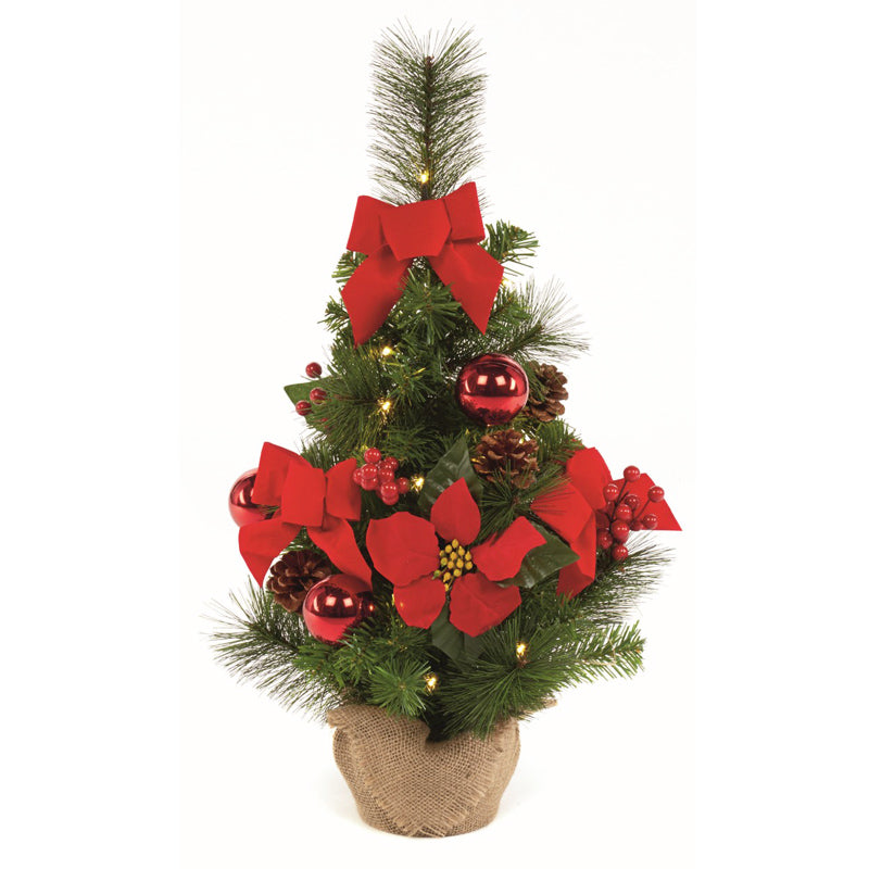Xmas Tree Mini 60cm 60Tips W/Decor & 20 Led