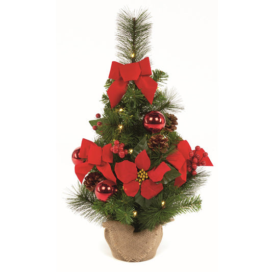 Xmas Tree Mini 60cm 60Tips W/Decor & 20 Led