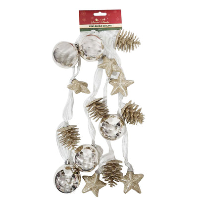 Xmas Bauble Garland W/Star & Cone 1.8M