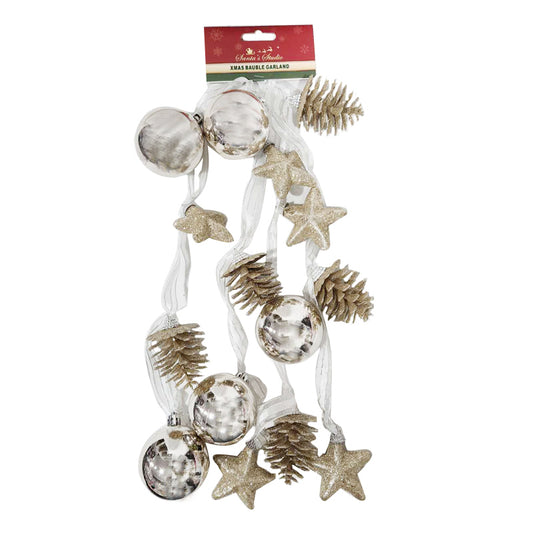 Xmas Bauble Garland W/Star & Cone 1.8M