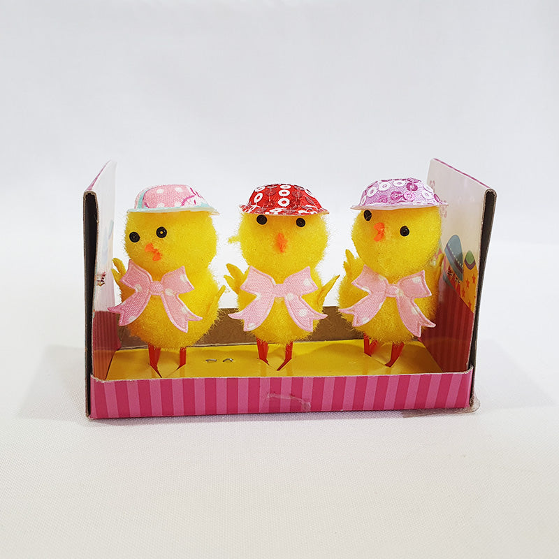 Easter Chick Chenille 3pk 5cm 2