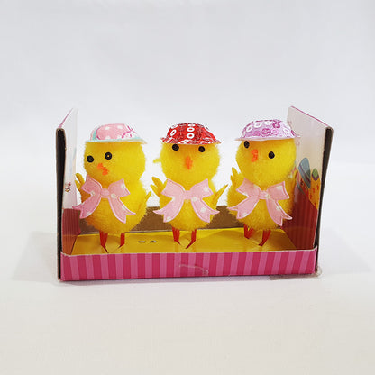 Easter Chick Chenille 3pk 5cm 2