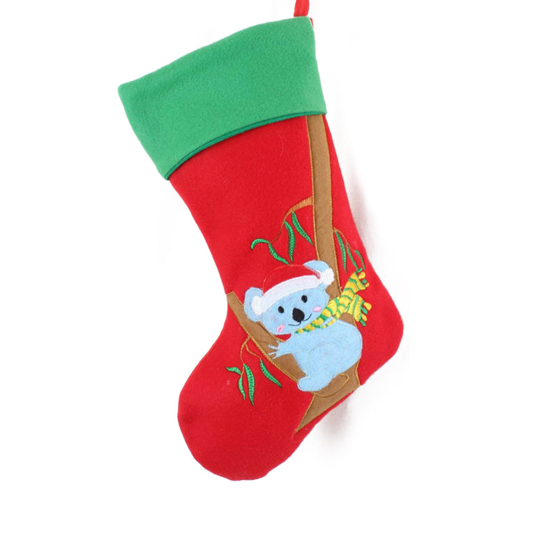Xmas Stocking Embroidered Koala 46cm