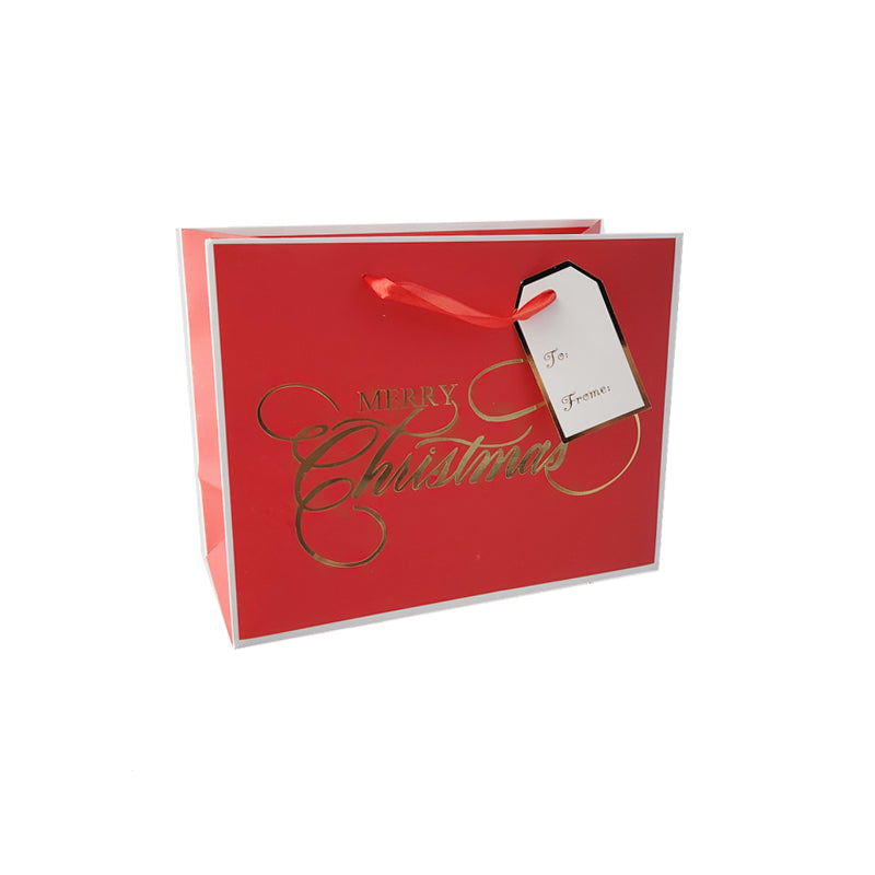 Xmas Gift Bag Gold Stamping 23*18*10cm Horizontal