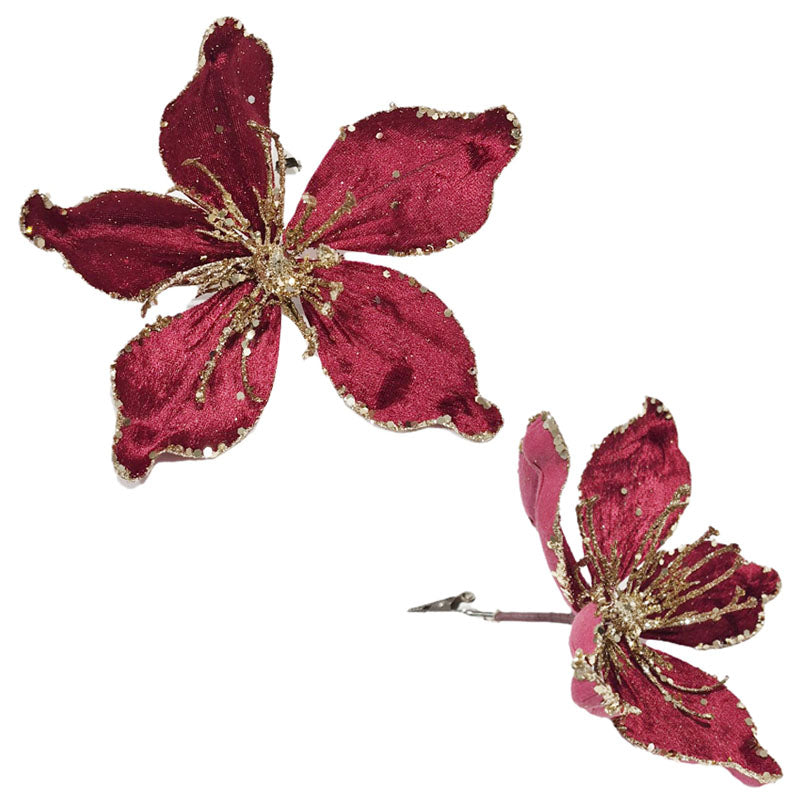 Xmas Flower W/Clip 9*21cm Red