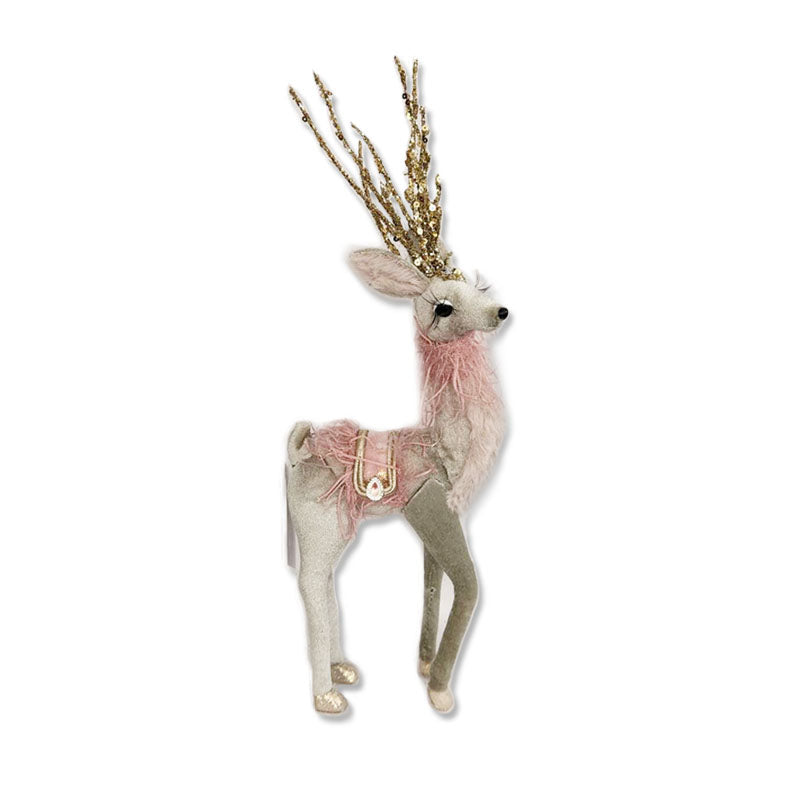 Blush Pink And Green Reindeer 13X5X29cm