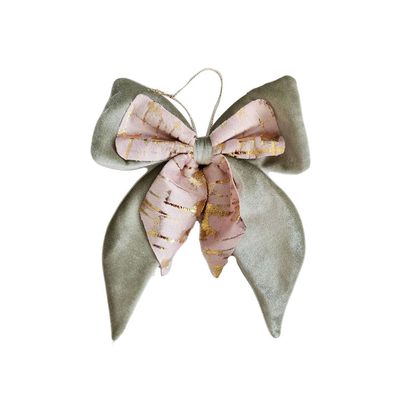 Blush Pink And Green Bow 15X15cm