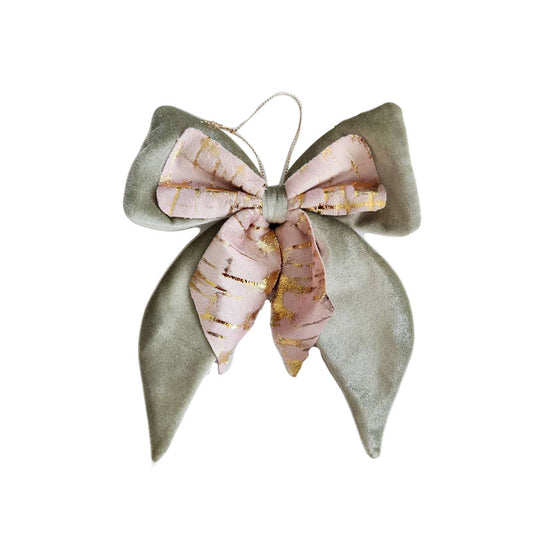 Blush Pink And Green Bow 15X15cm