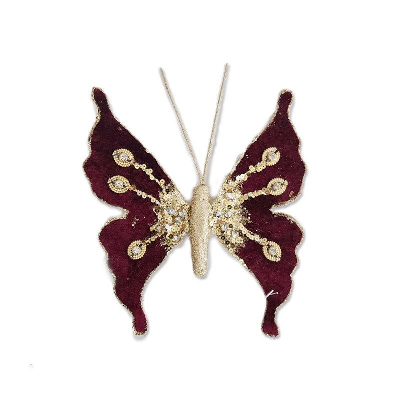 Burgundy Butterfly With Clip 14.5X12.5cm