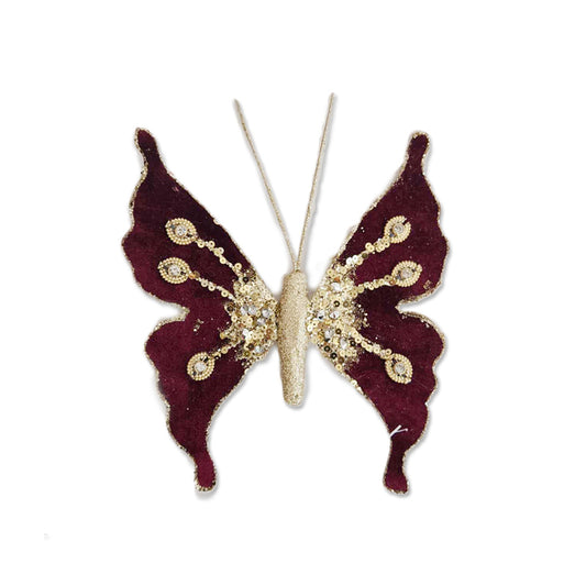 Burgundy Butterfly With Clip 14.5X12.5cm