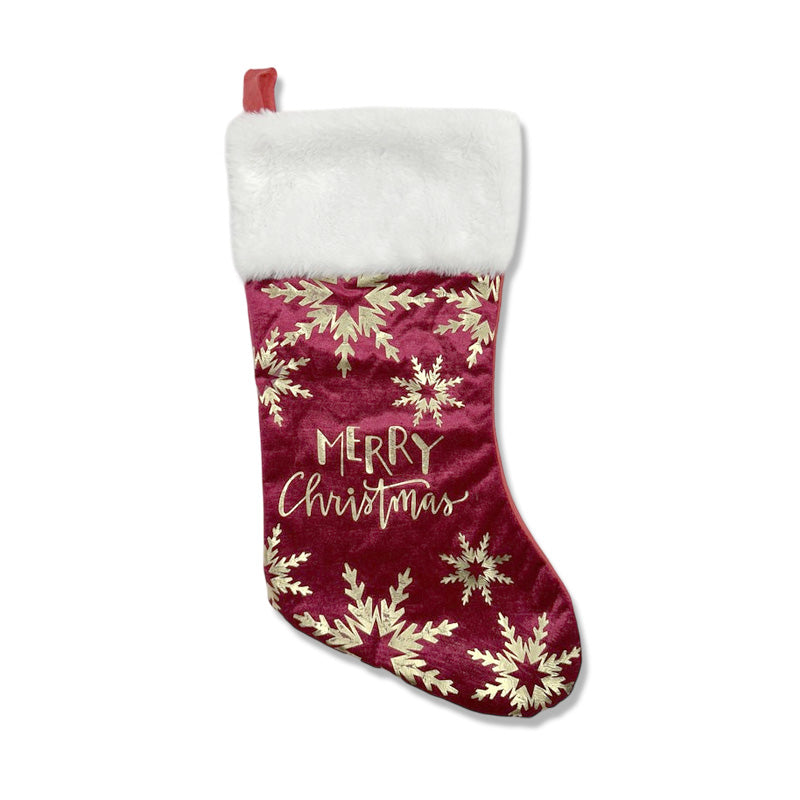 Xmas Stocking Velvet 45cm Merry Christmas