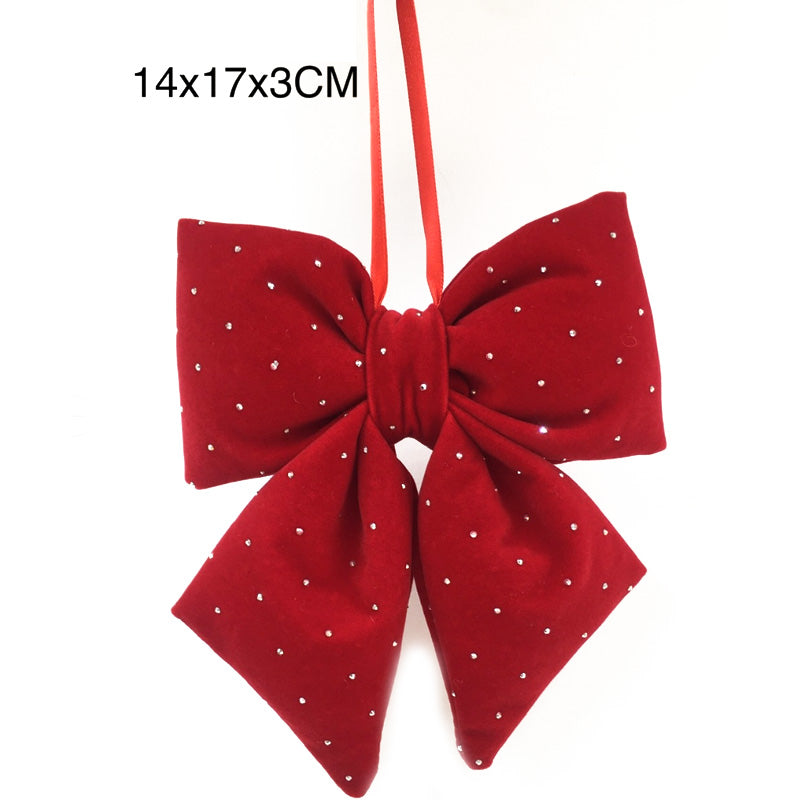 Red Puffy Bow W/Diamonds 14X17X3cm