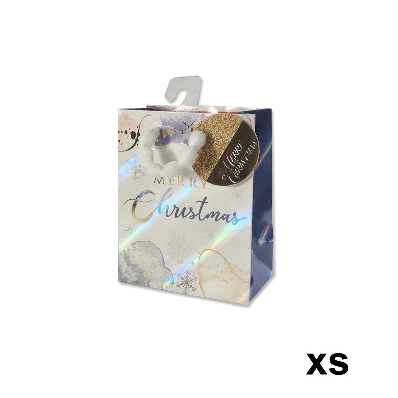 Xmas Gift Bag Laser Merry Xs 11.1*13.7*6.2cm