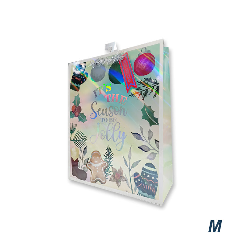 Xmas Gift Bag Laser Jolly M 18*23*10cm