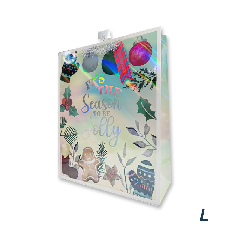 Xmas Gift Bag Laser Jolly L 26*32*10cm