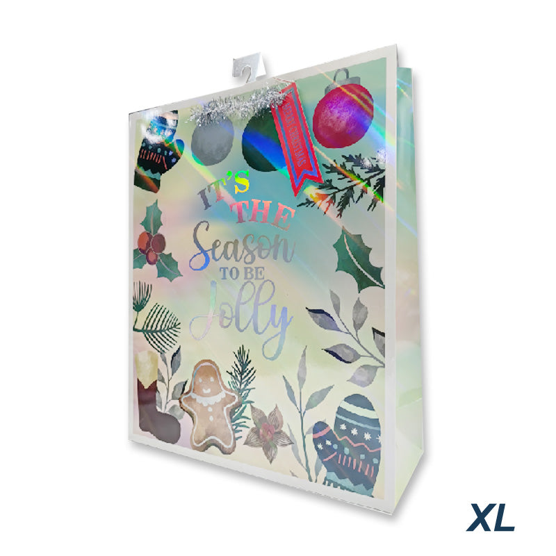 Xmas Gift Bag Laser Jolly Xl 33*45*12.7cm