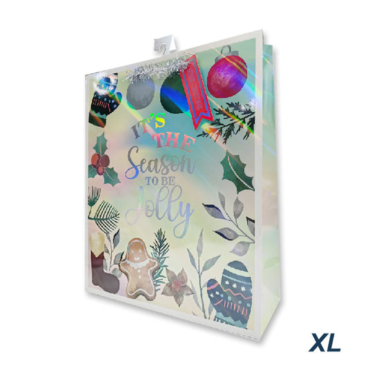 Xmas Gift Bag Laser Jolly Xl 33*45*12.7cm