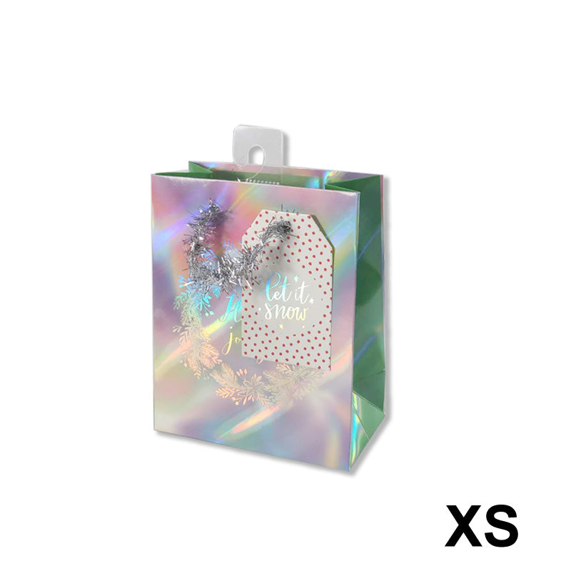 Xmas Gift Bag Laser Holly Xs 11.1*13.7*6.2cm