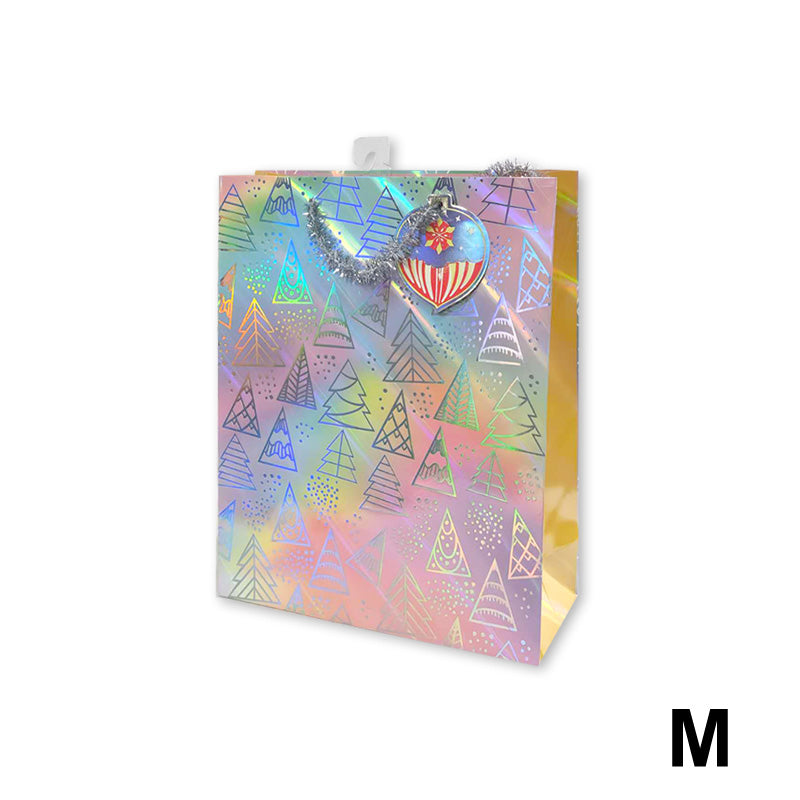 Xmas Gift Bag Laser Trees M 18*23*10cm