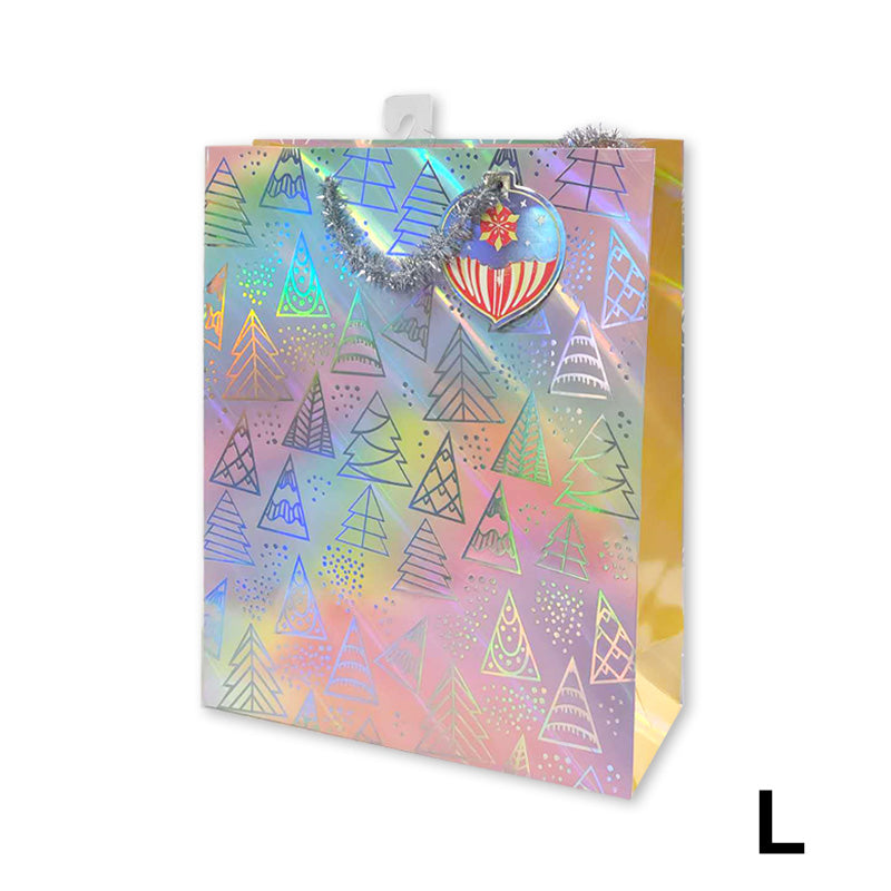 Xmas Gift Bag Laser Trees L 26*32*10cm