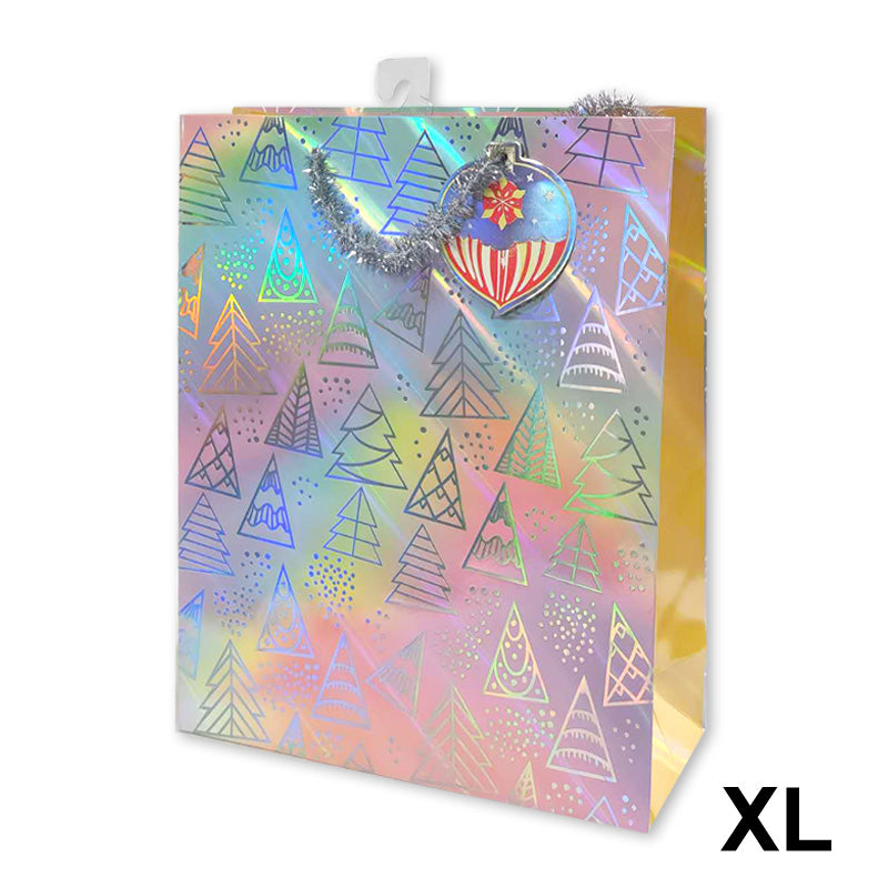 Xmas Gift Bag Laser Trees Xl 33*45*12.7cm