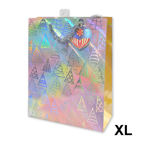 Xmas Gift Bag Laser Trees Xl 33*45*12.7cm