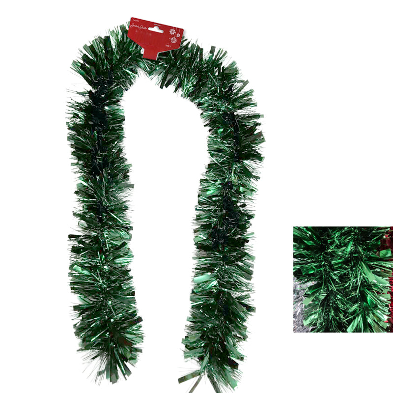 Xmas Tinsel Garland Chunky 15X183cm Green