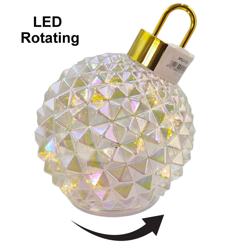 Glass Bauble Light-Up & Rotating 15X18.8cm