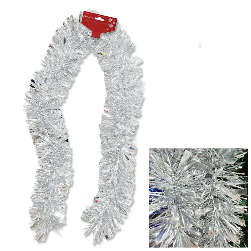 Xmas Tinsel Garland Chunky 15X183cm Silver