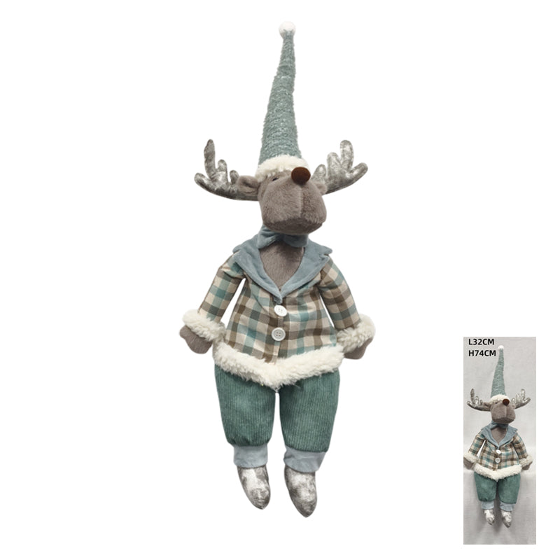 Plush Reindeer Blue 60cm Dangling Feet 25cm Male