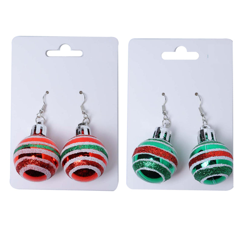 Xmas Earrings Coloful Disco Ball Dsn 1Pair 2Asst