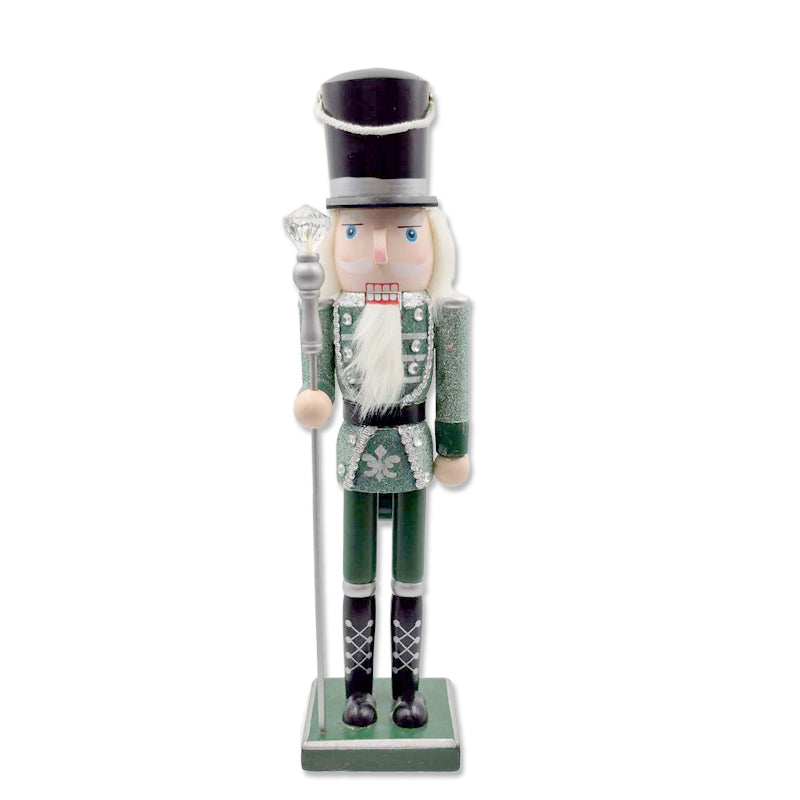 Wooden Nutcracker Glitter Green 9X8X38cm