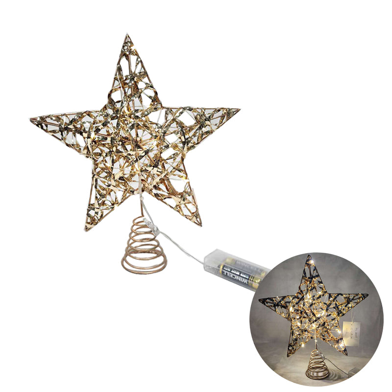 Tree Top Star Metal Wire+Pvc 20X25cm+15Led