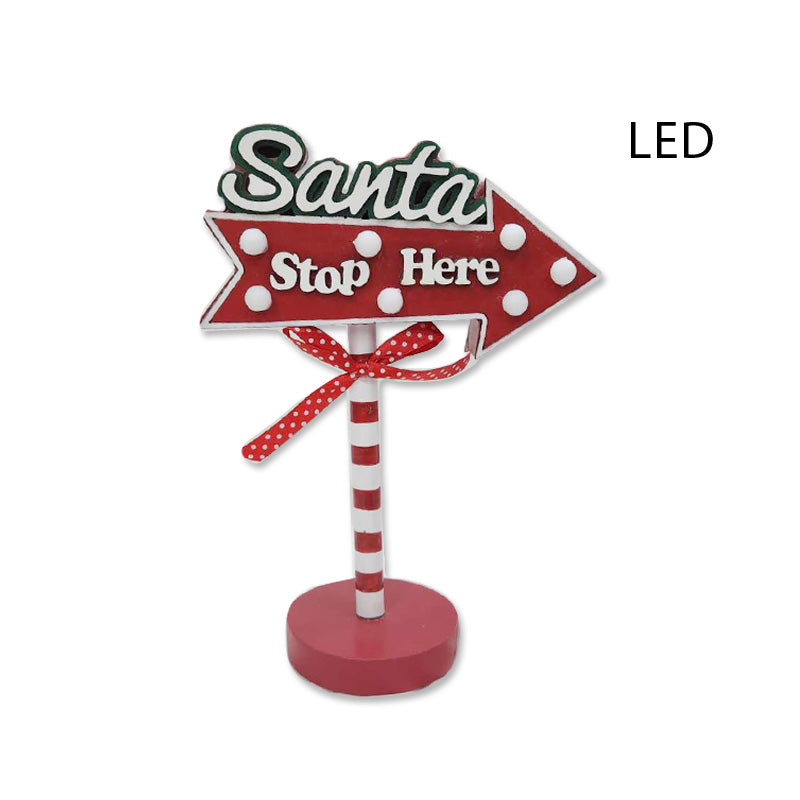 Xmas Wooden Sign Santa Stop 16*22cm