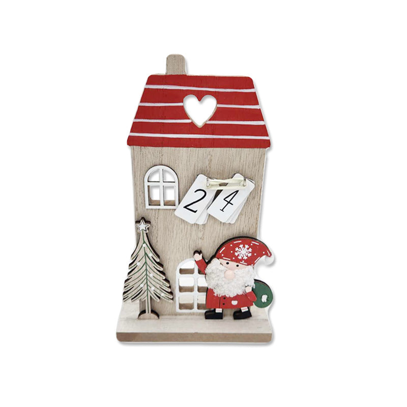 Xmas Wooden House Advent Calendar 12.5*5*21cm