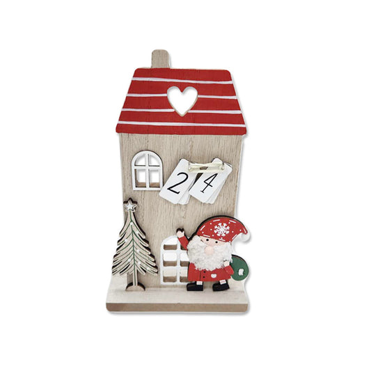Xmas Wooden House Advent Calendar 12.5*5*21cm