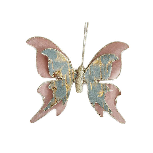Blush Pink And Green Butterfly With Clip 17X13.5X1.5cm