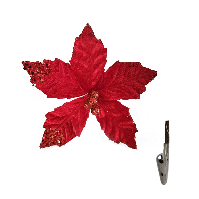 Xmas Flower 8X23cm Glitter+Sequin Red