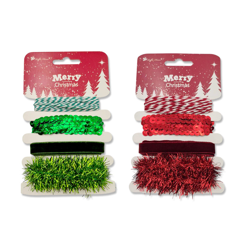 Xmas Strings Cotton 3M+Sequin 1M+Velvet 1M+Tinsel String 1M