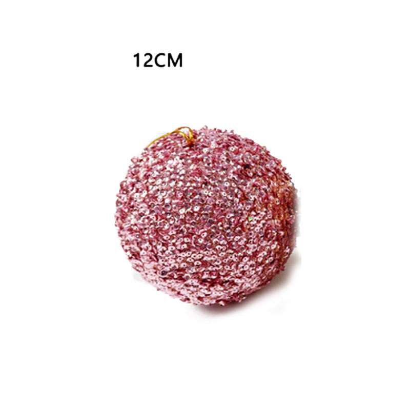 Xmas Ball Glitter 12cm Pink