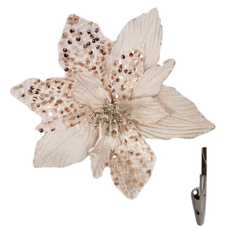 Xmas Flower 6X26cm Sequins Champagne