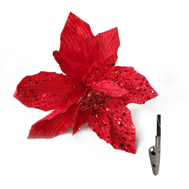 Xmas Flower 6X26cm Sequins Red