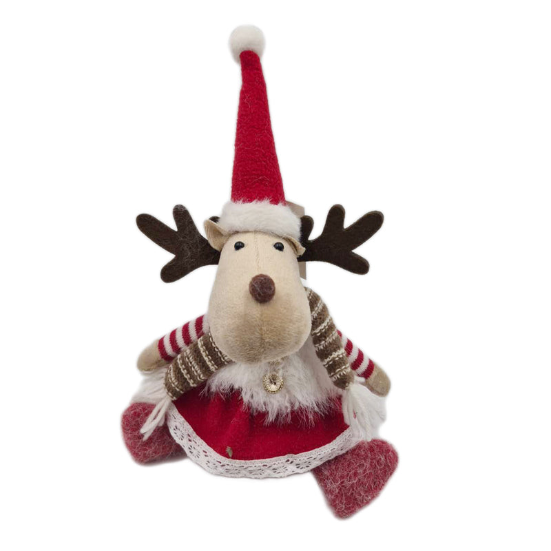 Plush Xmas Reindeer Sitting 14X12X27cm