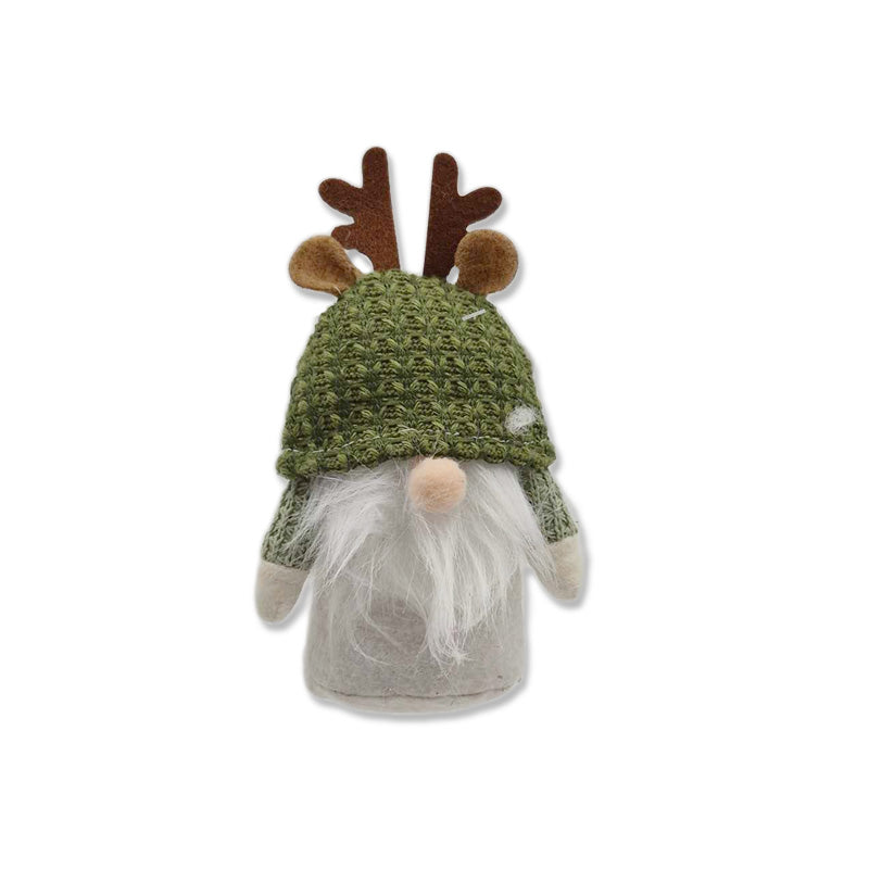 Plush Xmas Green Gnome 7X13X12.5cm