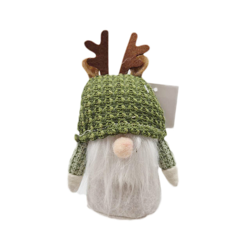 Plush Xmas Green Gnome 5X9X15cm