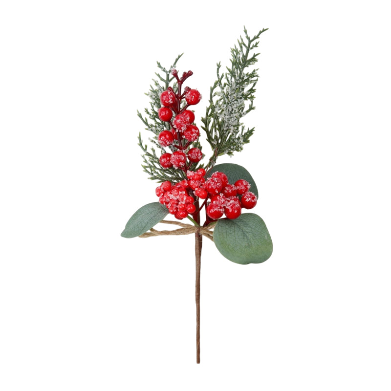 Berry & Green Leaves Pick 32cm