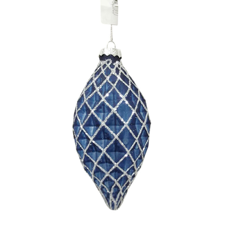 Glass Bauble Teardrop 7*14cmcm Blue