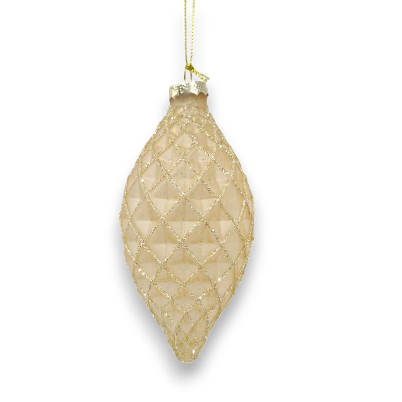 Glass Bauble Teardrop 7*14cmcm Champagne